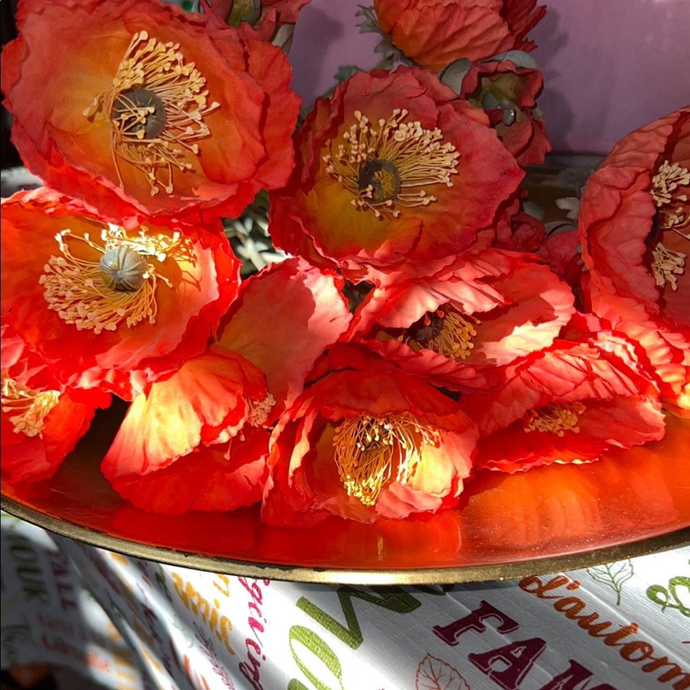 Vibrant Red Floral Home Accent